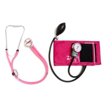 Imagem de Kit Enfermagem Com Esfigmomanometro + Estetoscópio Rappaport + Estojo 