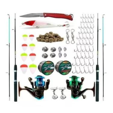 Imagem de Kit de Pesca Completo  2 Varas 1,50m + 2 Molinetes + Acessórios - Fish
