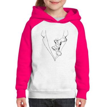 Imagem de Moletom Infantil Gato no terno - Foca na Moda, Branco, Rosa, 4