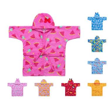 Imagem de Roupão de banho bebe infantil bichinhos estampado c/capuz baby joy iii