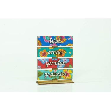 Imagem de Mini Placa Deus Amor Família Gratidão 15X11X4CM - Wersen  Artesanatos 