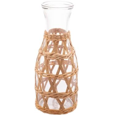 Imagem de Garrafa de Vidro com Sisal Wolff 800ml para Água Suco Leite Decorativa Jarro Vaso de Flores