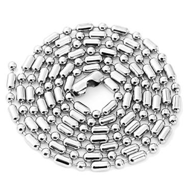 Imagem de Colar de corrente militar de bambu de 61 cm de aço inoxidável 316L - Colar de corrente de contas COCO Park Pet Tag 10 peças/pacote, Bamboo Chain, 1