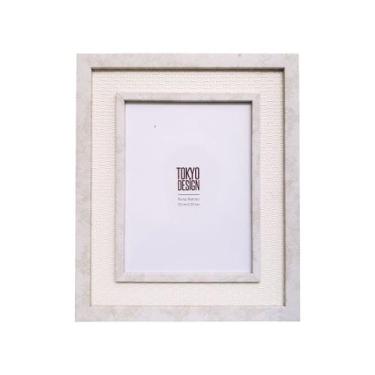Imagem de Porta Retrato 15x20cm Paspatur Trançado Branco Mármore Fotos - Tokio D