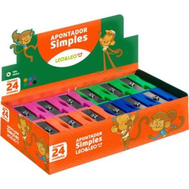 Imagem de Apontador Simples Léo e Léo sem Depósito - Cores Sortidas - Caixa com 