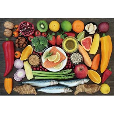 Imagem de Haoyiyi 1,5 x 0,9 m, cenário de alimentos saudáveis, sardinhas frescas, salmão, legumes, frutas, sementes, ervas, azeite de oliva, superalimento, fotografia, fundo, casa, festa, cozinha, frutas,