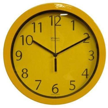 Imagem de Relógio 6719 De Parede Alumínio 30 Cm Amarelo Vidro Herweg