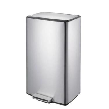 Imagem de Lixeira Inox com Pedal e Balde Interno Retangular 40 Litros Brinox Ref