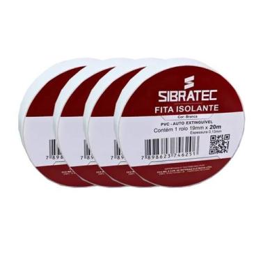 Imagem de Kit 4 fita isolante branca 19mm x 20mt sibratec
