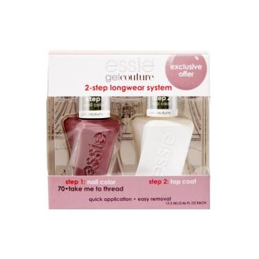 Imagem de essie Kit de Esmaltes Gel Couture, Esmalte Lilás + Top Coat, Take Me To Thread, 0,46 Oz Cada