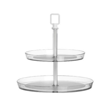 Imagem de Porta Doces Baleiro Duplo 2 Andares Acrílico Cristal 270mm - Três Triâ