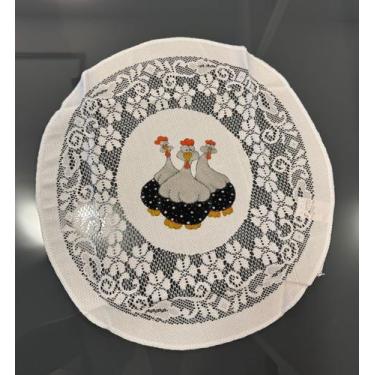 Imagem de Toalhinha Decorativa De Renda Branca Estampa Sortida 38cm - Rendhac