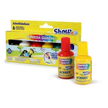 Imagem de Tinta guache 015ml show color 18ml c/pincel 6cor. acrilex