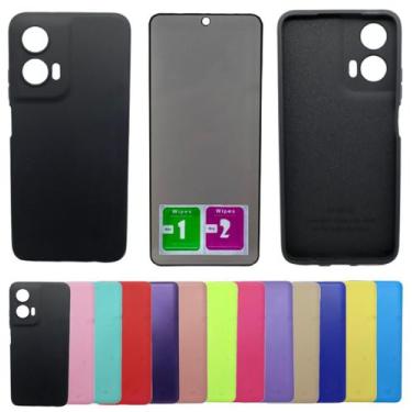 Imagem de Kit Capa Aveludada Para Moto G35 + Pelicula Privacidade - Mustangshop,