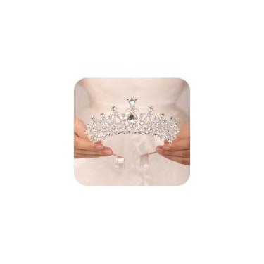Imagem de JWICOS Tiara de prata coroa com pente para mulheres Tiara de cristal elegante para noivas coroa de casamento faixa de cabeça para concurso de formatura festa de aniversário
