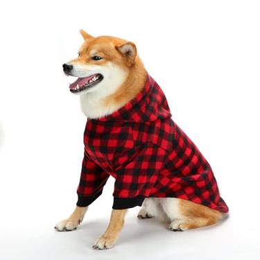 Imagem de RichePet Moletom com capuz para cães de qualidade premium, casaco aconchegante de inverno para cães roupas elegantes para cães de todas as raças cães gatos meninos meninas (grade vermelha, grande)
