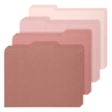 Imagem de Whaline Pacote com 24 pastas de arquivo rosa empoeirado tamanho carta 4 cores rosa gradiente bolsos de arquivo com aba de corte 1/3 para material de sala de aula de escritório em casa, 22 x 29 cm