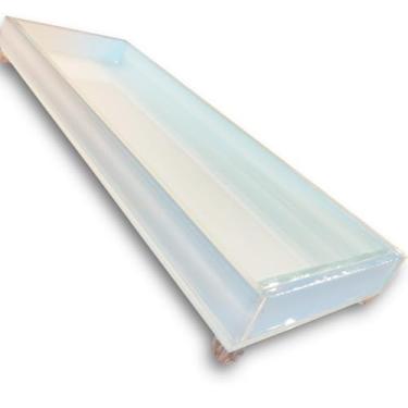 Imagem de Bandeja Decorativa Vidro Quadrada Espelhada Transparente Sala Retangular 11x30cm (Branco)