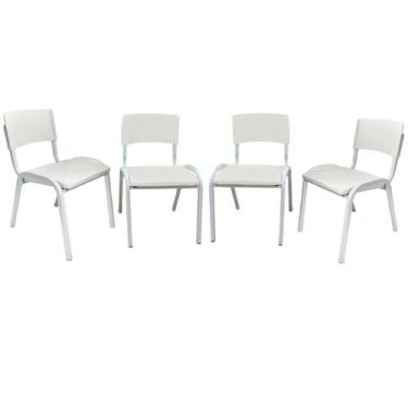 Imagem de Kit 4 Cadeira Iso Infantil Branca Escolar e Creche  - ECOMHOME