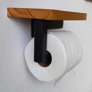 Imagem de Suporte Porta Papel Higiênico Estilo Industrial Com Suporte para Celul