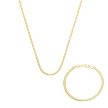 Imagem de Conjunto Colar e Pulseira Fita Semi Joias Banhado Ouro 18k, Design Elegante e Sofisticado, Perfeito para Presentes, Uso Diário ou Ocasiões Especiais, Agregando Beleza e Estilo ao Visual