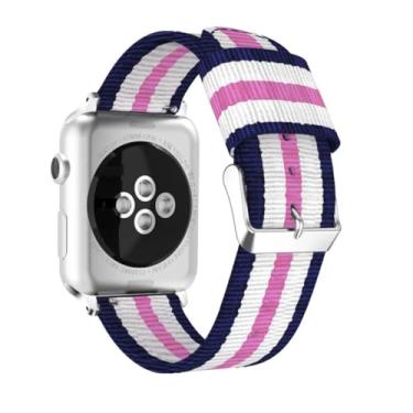 Imagem de Pulseira de nylon para Apple Watch Ultra 8 7 6 5 4 SE de 49 mm, 45 mm, 44 mm e 40 mm, pulseira esportiva confortável para IWatch 3 de 42 mm e 38 mm (pó colorido, para 38 mm, 40 mm e 41 mm)