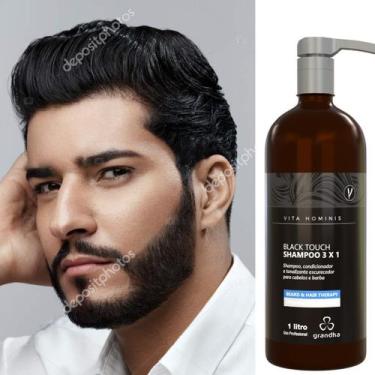 Imagem de Shampoo Para Cabelo e Barba  Escurecedor Black Touch 1 litro - Grandha