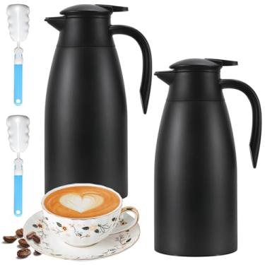 Imagem de Garrafa térmica de café de 1,984 g, jarra de café de aço inoxidável isolada atualizada para manter o café quente e a água quente - 12 horas, jarra de café a vácuo de parede dupla (2 preta)