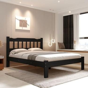 Imagem de Cama Perola Queen 160 Madeira Maciça Reforçada Preto Nemargi