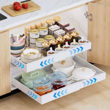 Imagem de Organizador de armários expansível iHomara Pull Out, pacote com 2 unidades, branco