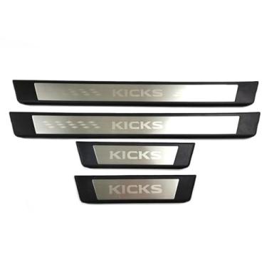 Imagem de 4 Peças Guarnição de Soleira de Porta de Carro para Nissan Kicks 2018-2025, Protetor de soleira de porta de carro soleira de porta protetor de entrada guarnição