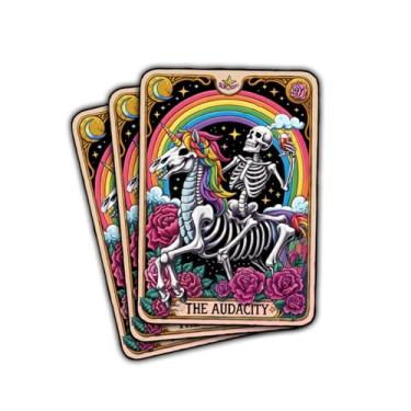 Imagem de 3 peças adesivo The Audacity, adesivo de esqueleto, adesivo de tarô, adesivo misterioso floral misterioso livro cartão de tarô adesivo para laptop, celular, garrafa de água, carros, capa de telefone
