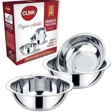 Imagem de Jogo 3 Tigelas Bowl em Aço Inox p/Cozinha Kit 19 21 e 23cm