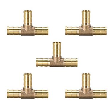 Imagem de uxcell Encaixe de emenda de farpa de latão ID de 10 mm ou 3/20.3 cm, em forma de T, 3 vias, encaixe de mangueira de farpado, combustível de água, gás de ar, conector em T farpado, 2 peças