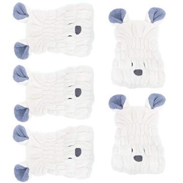 Imagem de Touca de Cabelo Seco Infantil de lã Coral Com 5 Pacotes Com Orelhas de Coelho – Chapéu de Banho Absorvente para Crianças – Cor Creme