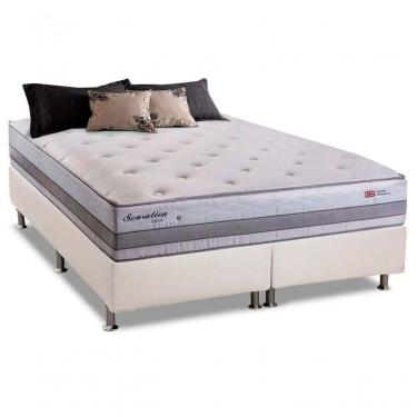 Imagem de Conjunto: Box + Colchão Herval Sensation Molas Maxspring King Size 193x203x77