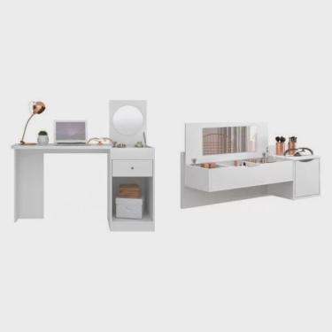 Imagem de Conjunto Escrivaninha com Espelho Capricho e Penteadeira Camarim com Espelho Rouge Espresso Móveis