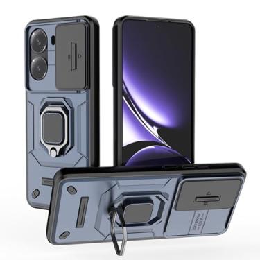 Imagem de MRRSIWEI Capa para Xiaomi Poco X7 Pro/Redmi Turbo 4 com capa deslizante para câmera, capa resistente à prova de choque de grau militar com suporte de anel magnético para Xiaomi Poco X7 Pro - azul