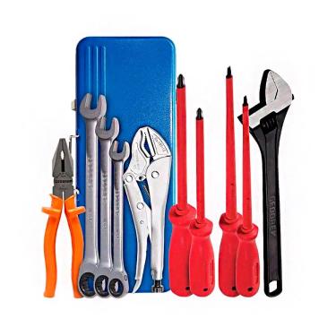 Imagem de Jogo de Ferramentas, Alicates e Chaves com Estojo Metálico 10 Peças - Gedore 088633
