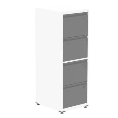Imagem de Armário de Arquivo Oficio 4 Gavetas Pandin 47 cm (Larg) Aço Branco c/ Frente Gaveta Preta c/ Chave