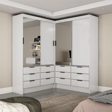 Imagem de Closet Casal Duplo Sevilha 4 Portas Plus 12 Gavetas Carioca Móveis - Branco