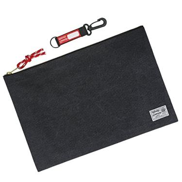 Imagem de Bolsa grande de pasta com compartimento para documentos da Rough Enough com zíper em lona para arquivamento de documentos importantes; portfólio de viagem A4 Manila; tamanho de letra; arte de papelaria, escritório, bolso escolar, bolsa grande, Preto, 16" x 11"