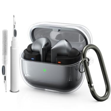 Imagem de Meliya Capa para Samsung Galaxy Buds 3 Pro e Galaxy Buds 3, TPU macio, altamente transparente, antiamarelamento, acessórios com mosquetão e kit de limpeza para homens e mulheres