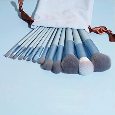 Imagem de 13pcs Brush de Maquiagem Conjunto Macio Macio para Corretivo de pó Facial Com 5 Grandes Pincéis Pequenos para Os Amantes de Maquiagem para Iniciantes (Azul)