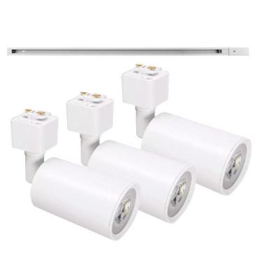 Imagem de Kit Trilho Eletrificado p/ Spot Led 1M + 3 Spots 7W 3.000K Branco - No