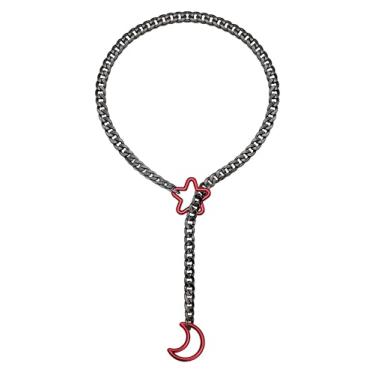 Imagem de EverGlimp Colar feminino com corrente deslizante e lua estrela, punk rock, cubano, ajustável, colar em Y, colar em Y, 25'', Zinco, Sem Pedra Preciosa