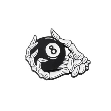 Imagem de PLITI Broche de bola de bilhar engraçado broche de bola de oito números presente de jogador de bilhar presentes de mesa de sinuca presentes para amantes de esportes, Medium, Aço inoxidável, Sem Pedra