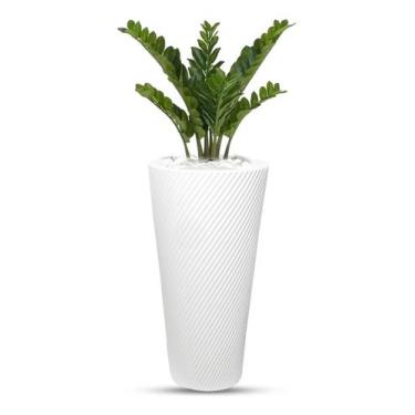 Imagem de Vaso Planta Decorativo Polietileno Grande Luxo Flores 70x36 Branco - A