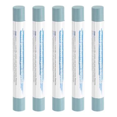 Imagem de HARFINGTON 5 peças de bastões de enchimento de madeira, cera de madeira, retoque de móveis, gizes de cera para reparo de móveis para madeira, azul celeste B