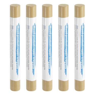 Imagem de HARFINGTON 5 peças de bastões de enchimento de madeira, cera de madeira, retoque de móveis, gizes de cera para reparo de móveis para madeira, marrom pequeno